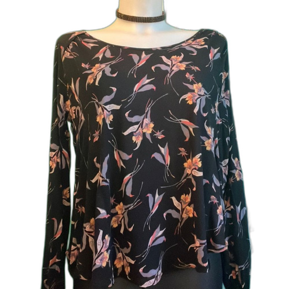 Free People Elsa Open Back Jersey Floral Top Size Small - Picture 1 of 5